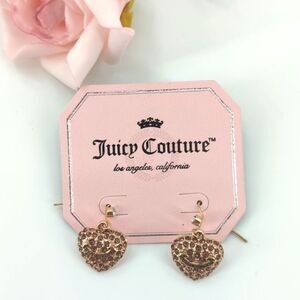 NWT Juicy Couture Rose Gold Pave Heart Drop Dangle Earrings